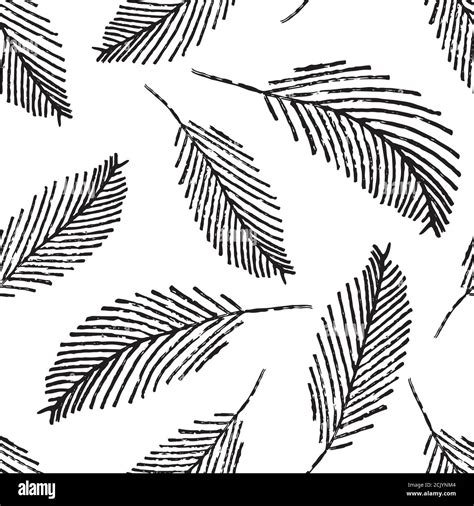 Mono Print Style Scattered Leaves Seamless Vector Pattern Background