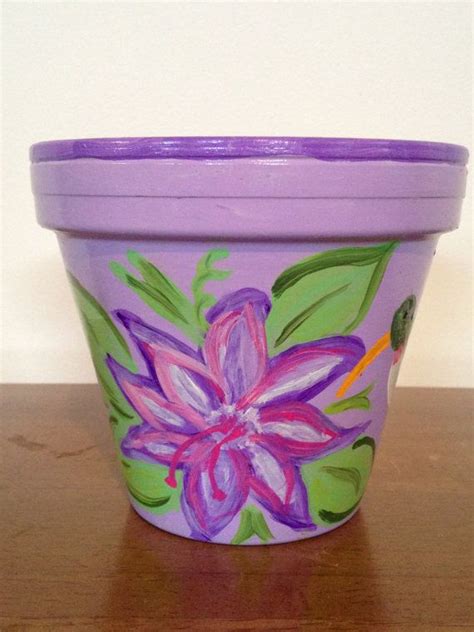 Hand Painted 6 Inch Decorative Flower Pot Floral Design Etsy