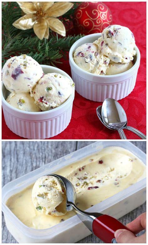 Ice cream is an ideal dessert to serve because of its universal popularity. White Chocolate Cranberry & Pistachio Ice Cream. #dessert #icecream daringgourme… | Christmas ...