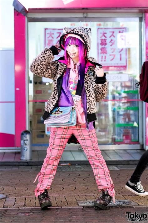 pierced harajuku girl in colorful street style w acdc rag vivienne westwood and yosuke tokyo
