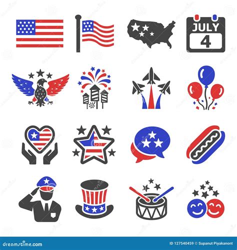 Independence Day Icon Usa Independence Day Metal Icon Stock Photo