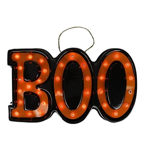 20 Lighted Black And Orange Boo Hanging Halloween Window Or Wall