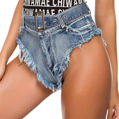 Kaerm Damen Shorts Sexy Bandage Hot Pants Hohe Taille Cowgirl Denim
