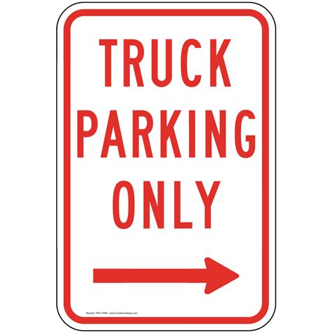 Vertical Sign Parking Reserved Truck Parking Only With Right Arrow