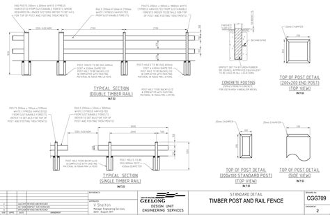 Civil Engineering Standard Drawings Cgg709 Timber Post And Rail Fence