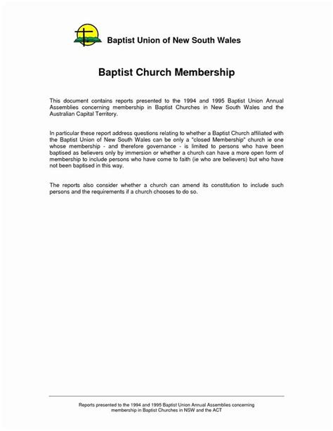 Sample Church Membership Letter
