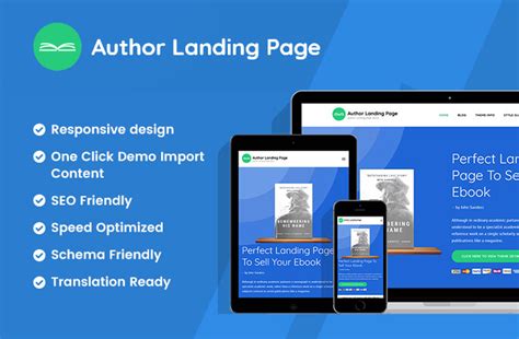 Author Landing Page Ebook Landing Page Free Wordpress Theme