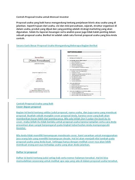 Contoh proposal usaha bengkel motor contoh proposal usaha cute766. Contoh Proposal Usaha Untuk Mencari Investor