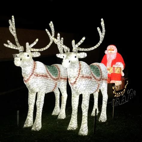 Outdoor Christmas Display Life Size Led Acrylic Santa Sleigh And