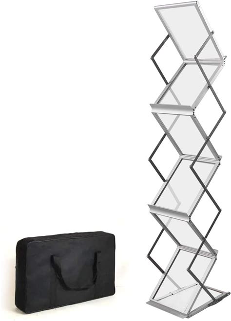 Huazi Foldable Aluminum Magazine Rack Portable Pop Up