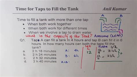 How Much Time Will The Taps Take To Fill The Tank Working In Different