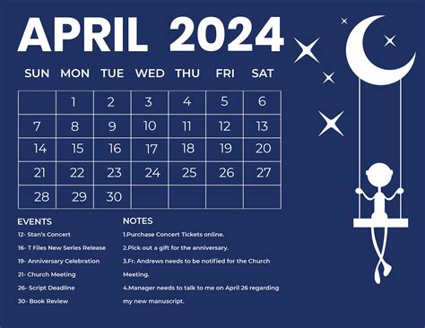 April 2024 Photo Calendar Download In Word Illustrator Eps Svg