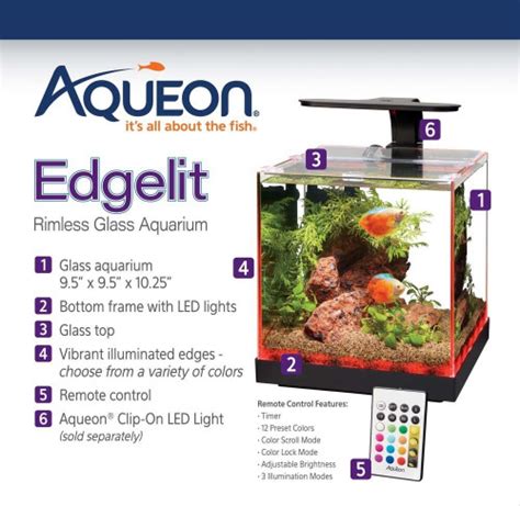 Aqueon Edgelit Rimless Cube Aquarium 3 Gal The Tye Dyed Iguana
