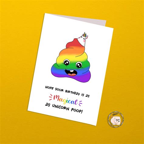 Rainbow Unicorn Poop Funny Birthday Card Cheeky And Magical Etsy