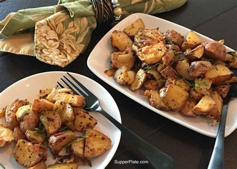 Oven Roasted Red Skin Potatoes Supper Plate Delicious Dinners On A Budget Easy Crispy Herb Potatoes