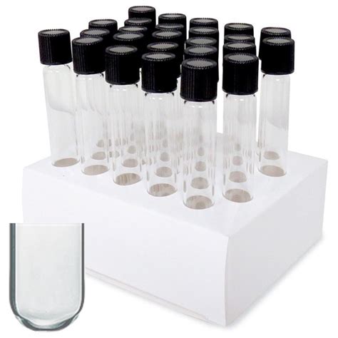 16x100mm Glass Test Tubes With Screw Caps And Cardboard Rack 3 3 Boro Round Bottom 10ml Vol