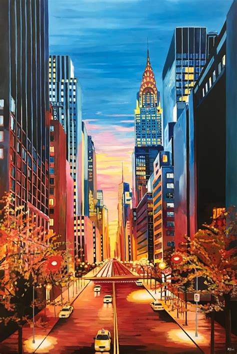 Painting Of Chrysler Building New York City Nyc Angela Wakefield