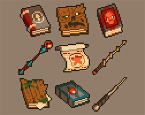 120 Pixel Art Wand And Book Icons By Medievalmore