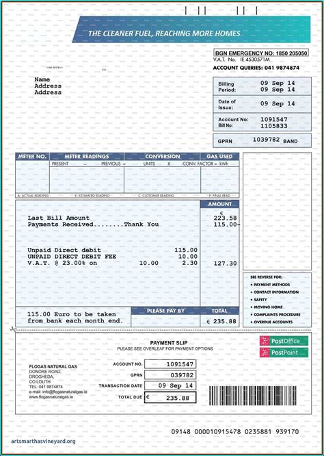 Free Editable Utility Bill Template