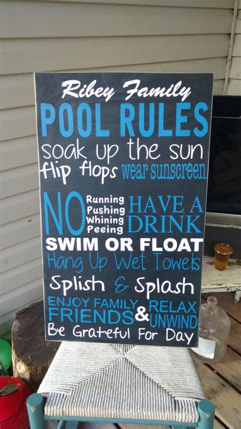 Pool Sign Pool Rules Wooden Wall Art Hand Painted Home Decor