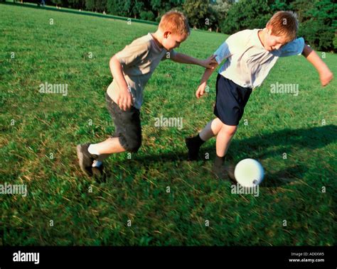 Boys Playing Soccer Mr8365 Stock Photo Alamy