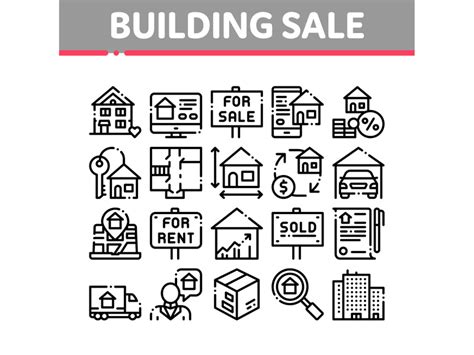 Building House Sale Vector Thin Line Icons Set By Epicpxls