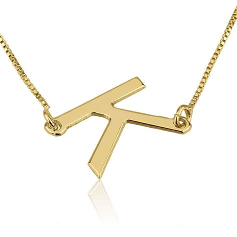 Sideways Gold Initial Necklace K Gold Initial Necklace
