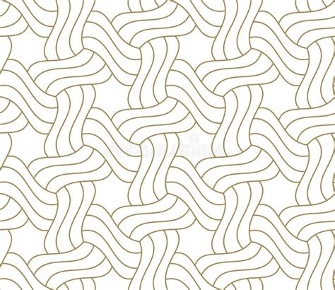 Seamless Pattern With Abstract Geometric Line Texture Gold On White