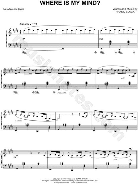 Print And Download Where Is My Mind Sheet Music By Maxence Cyrin