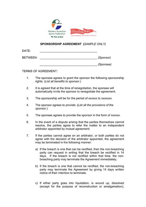 Agreement Templates And Examples Pdf Examples In Product Sponsorship