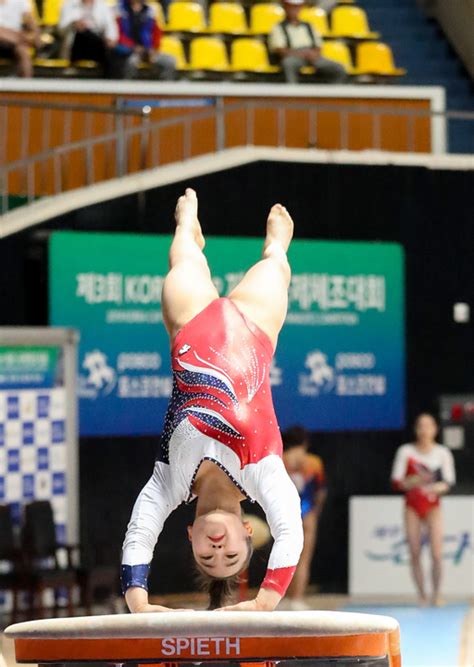 스포츠뉴스 '도마 요정' 여서정, 아빠보다 더 높이 날아볼까 tf사진관9. 여서정, 父 여홍철처럼 본인 이름 딴 국제 공인 체조 기술 등록 ...