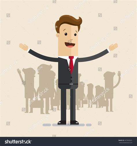 Man Suit Businessman Manager Opens His Stock Vector 457845631