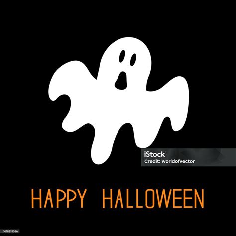 Funny Flying Ghost Happy Halloween Greeting Card Cute Cartoon Character