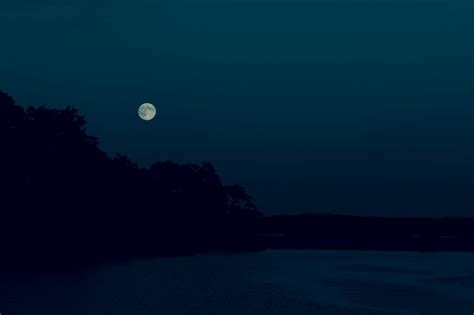 Wallpaper Night Dark Moon Trees Shore Hd Widescreen High