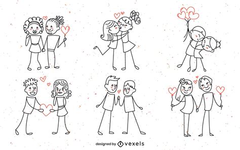 Doodle Couple Set Design Vector Download