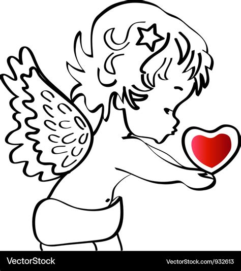 Angel With A Heart Royalty Free Vector Image Vectorstock