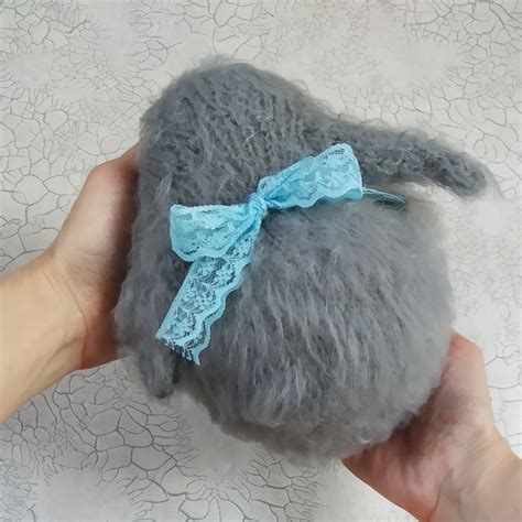 Realistic Stuffed Rabbit With Bow Plush Lop Eared Rabbit Han Inspire