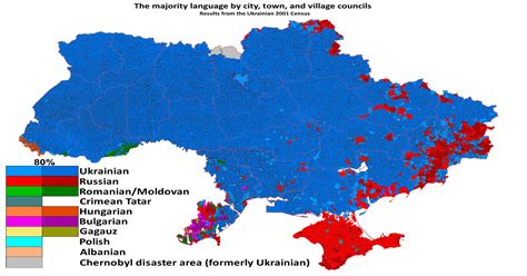 The vast majority of people in ukraine speak ukrainian, which is written with a form of the cyrillic alphabet. A language map of Ukraine for 2001 2500 × 1720. : reddit.com