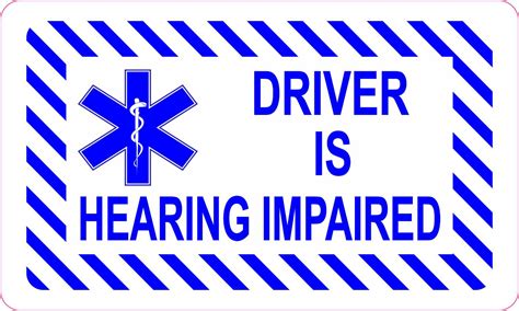5in X 3in Driver Is Hearing Impaired Magnet Car Truck Vehicle Magnetic