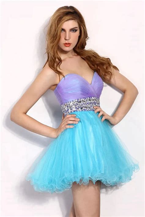 2015 8th Grade Prom Dresses Multi Color Pleated Crystal Semi Formal