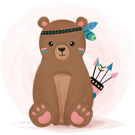 Watercolor style cute boho bear with arrows 1214878 Vector Art at Vecteezy