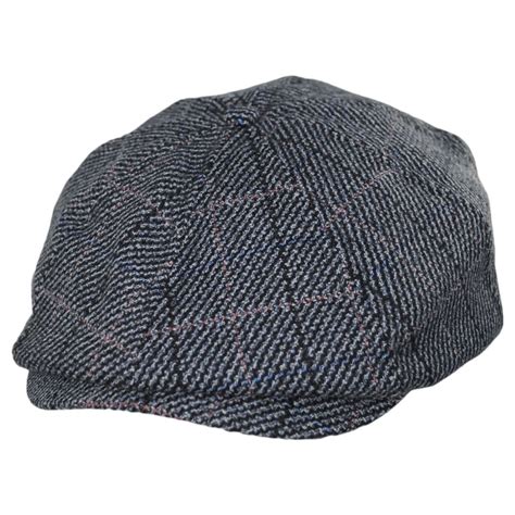 Brixton Hats Brood Plaid Wool Blend Newsboy Cap Navy Wash Newsboy Caps