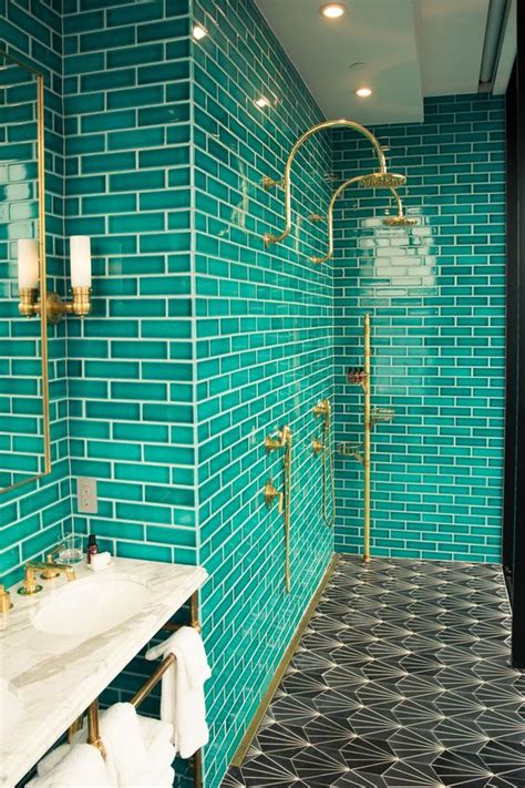50 Bathroom Ideas With Gold Touches Decoholic Art Deco Bathroom Tile
