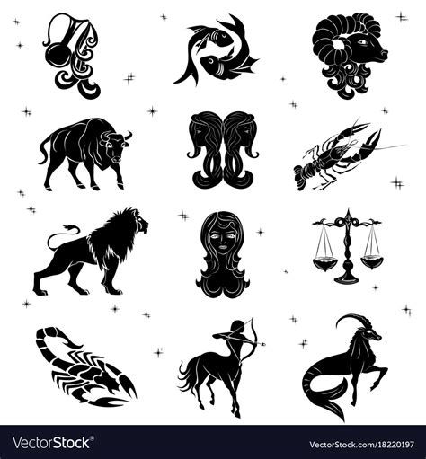 Black Silhouette Of Zodiac Sign Royalty Free Vector Image