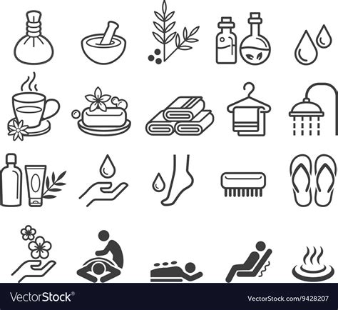 Spa Massage Therapy Cosmetics Icons Royalty Free Vector