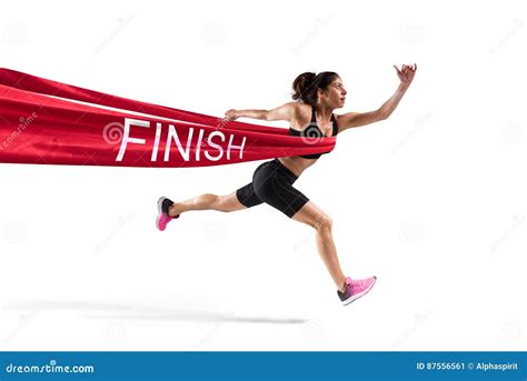 Winner Woman Runner On The Finish Line Stock Image Image Of Race