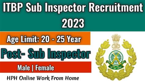 ITBP Sub Inspector SI Education And Stress Counsellor Recruitment 2023