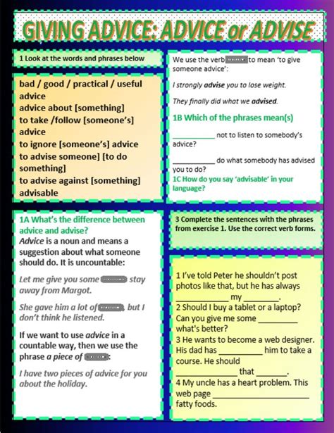 Giving Advice Interactive And Downloadable Worksheet You Can Do The