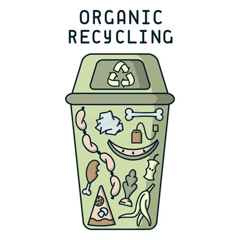 Organic Trash Illustration With Garbage And Dumpster Stock Vector