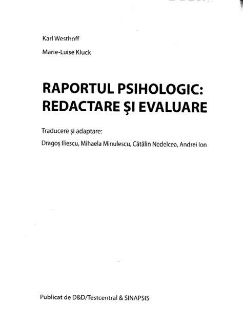 Raportul Psihologic Redactare Si Evaluare 1 Pdf